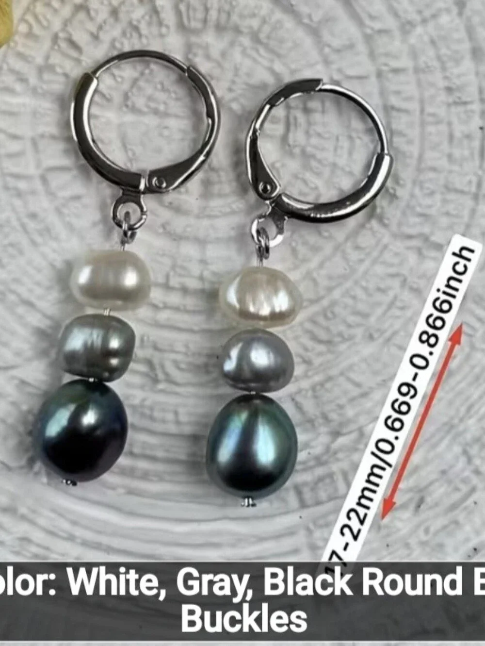 🩶🤍NEW🩶🤍 BEAUTIFUL!! TRI-COLOR Ombre FRESHWATER PEARL Dangle Earrings